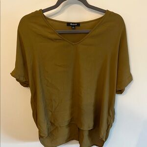 Madewell Green Boxy Short Sleeve Blouse